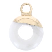 Ciondolo donut rotondo in vetro 10 mm imitazione Howlite - Dorato x1|raw }}