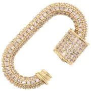 Chiusura a vite ovale con Ossido di zirconio 17x29 mm - Dorato x1