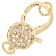 Chiusura a moschettone con fiore e anello aperto con Ossido di zirconio 10x16 mm - Dorato x1