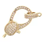 Chiusura a moschettone e tag con Ossido di zirconio 14x25 mm - Dorato x1