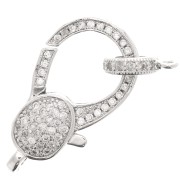 Chiusura a moschettone e tag con  Ossido di zirconio 14x25mm - Rodio|raw }}