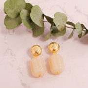 Orecchini a perno mezza pallina 14 mm con anello chiuso- Dorato oro fino x2