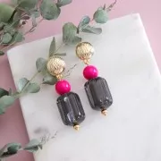 Orecchini a perno mezza pallina 14 mm con anello chiuso- Dorato oro fino x2