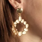 Orecchini a perno a semisfera 16 mm - Dorato con oro fino x2