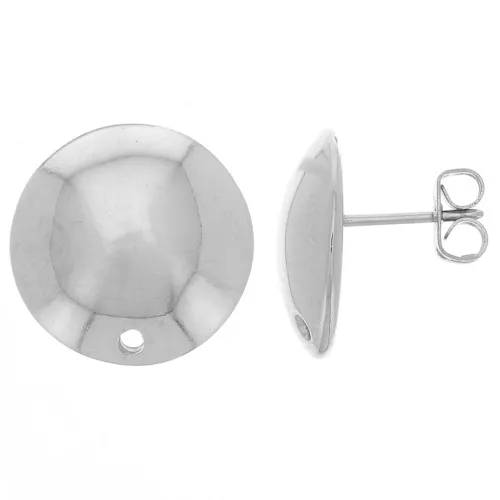 Orecchini a perno a mezza sfera 16 mm - Rodio x2