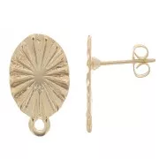 Orecchini a perno effetto plissettato con anello chiuso 20x12mm Dorato oro fino x2