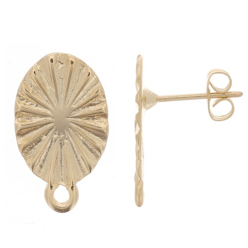 Orecchini a perno effetto plissettato con anello chiuso 20x12mm Dorato oro fino x2