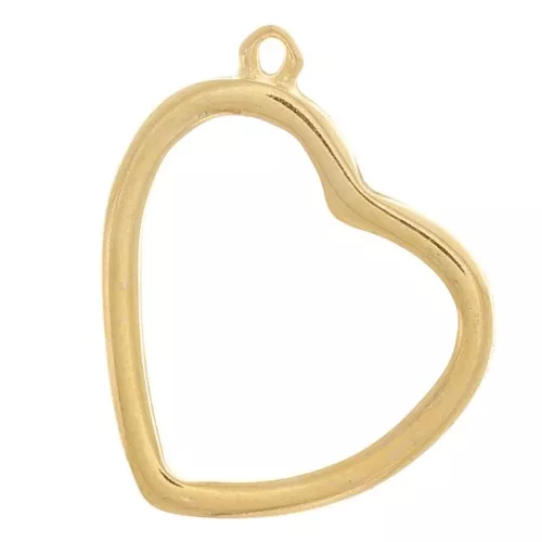 Pendente a forma di cuore per resina UV bi-componente 27x31 mm -Dorato oro fino x1