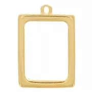 Pendente rettangolare per resina UV ; bi-componente 21x31mm Dorato con oro fino x1