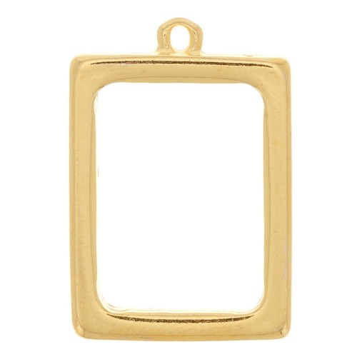Pendente rettangolare per resina UV ; bi-componente 21x31mm Dorato con oro fino x1