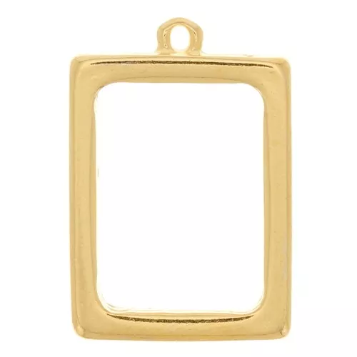 Pendente rettangolare per resina UV ; bi-componente 21x31mm Dorato con oro fino x1