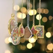 Pendente rettangolare per resina UV ; bi-componente 21x31mm Dorato con oro fino x1