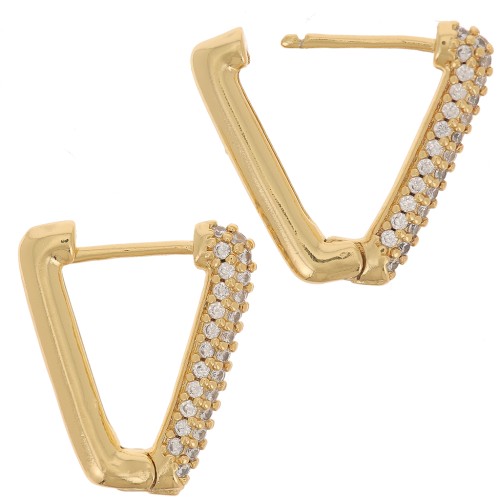 Monachelle design con Ossido di zirconio 18x16 mm - Oro - Cristallo x2