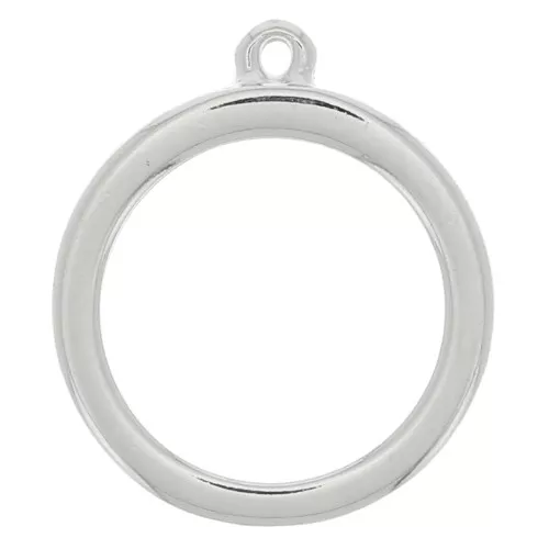 Pendente rotondo per resina UV ; bi-componente 24,5x28 mm - Rodio x1
