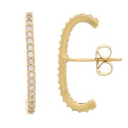 Orecchini a barra rotonda con Ossido di zirconio 22x2 mm - Oro - Cristallo x2|raw }}