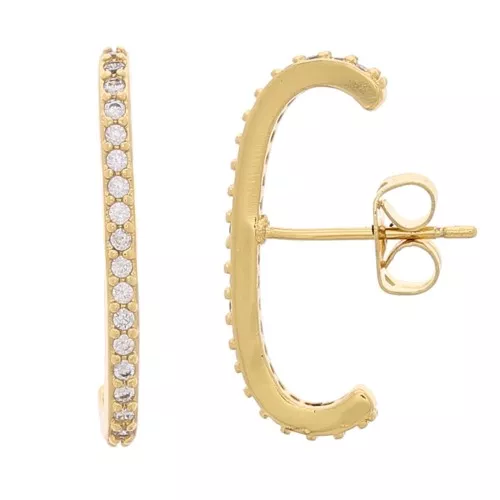 Orecchini a barra rotonda con Ossido di zirconio 22x2 mm - Oro - Cristallo x2