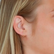 Orecchini a barra rotonda con Ossido di zirconio 22x2 mm - Oro - Cristallo x2