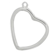 Pendente a cuore per resina UV ; bi-componente 28x32 mm - Rodio x1