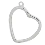 Pendente a cuore per resina UV ; bi-componente 28x32 mm - Rodio x1