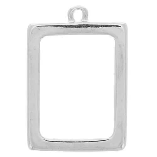 Pendente rettangolare per resina UV ; bi-componente 21x31 mm - Rodio x1