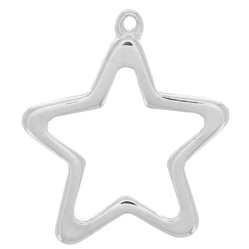 Pendente a stella per resina UV ; bi-componente 31,5x34 mm - Rodio x1