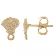 Orecchini a perno conchiglia - 8.5x6.5 mm con anello chiuso Dorato con oro fino x2