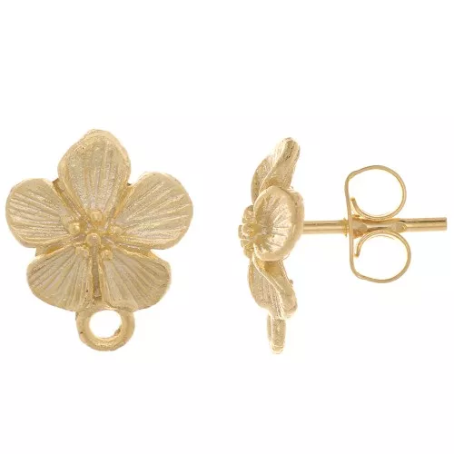 Orecchini a perno fiore 12x10 mm - con anello chiuso - Dorato con oro finox2