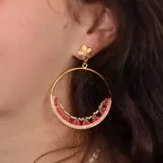 Orecchini a perno fiore 12x10 mm - con anello chiuso - Dorato con oro finox2