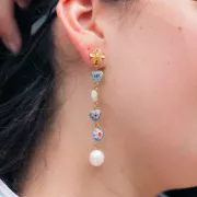 Orecchini a perno fiore 12x10 mm - con anello chiuso - Dorato con oro finox2