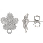 Orecchini a perno fiore 12x10 mm - con anello chiuso - rodio x2|raw }}