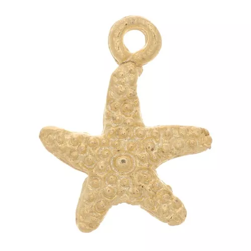 Ciondolo stella marina 12x9 mm - Dorato con oro fino x1