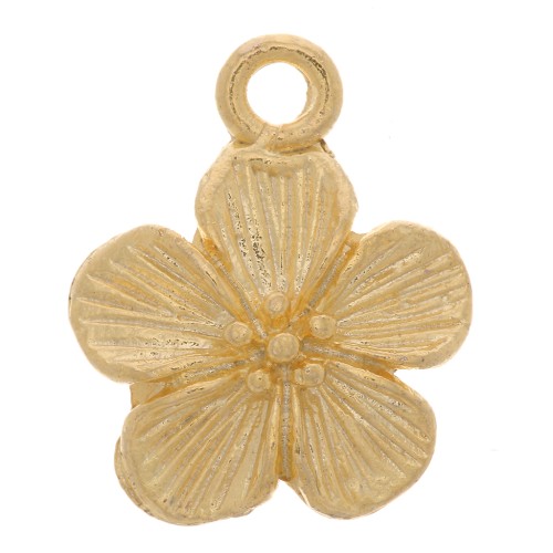 Ciondolo fiore 12x10 mm - Dorato con oro fino x1
