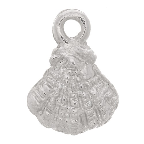 Ciondolo capasanta 9x7 mm - Rodio x1