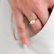 Anello fine regolabile e intercambiabile da S.53 a S.55 - Dorato con oro fino x1