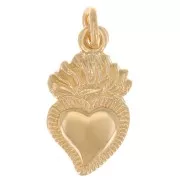 Ciondolo cuore Ex-voto messicano striato 15x8 mm - Placcato oro 3 micron x1