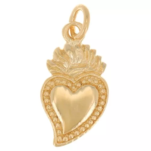 Ciondolo cuore Ex-voto messicano-Amuleto 15x8 mm - Placcato oro 3 micron