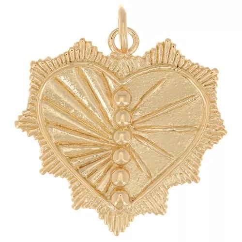 Pendente cuore lavorato 24x21 mm - Placcato oro 3 micron x1