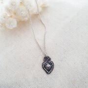 Pendente cuore Ex-voto messicano con occhio 23x14 mm - Argento 925 x1