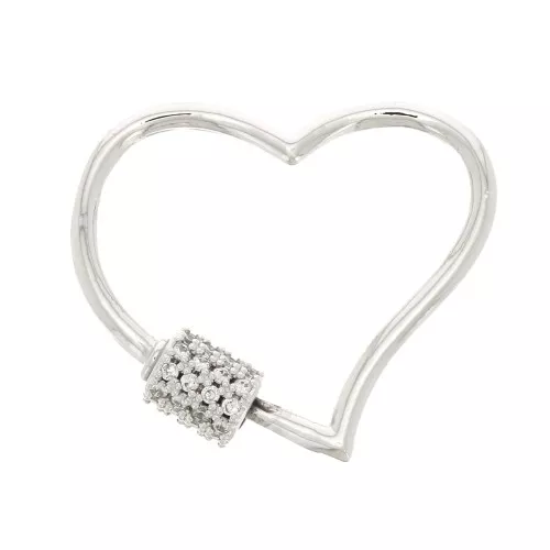 Chiusura cuore con Ossido di zirconio 21x26 mm - Placcato rodio - Cristallo x1
