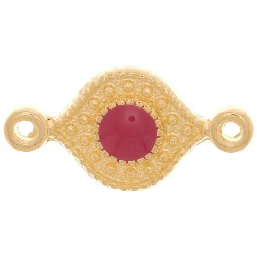 Distanziatore orientale con resina eposs. 16x8mm Dorato con oro fino - Rosso x1