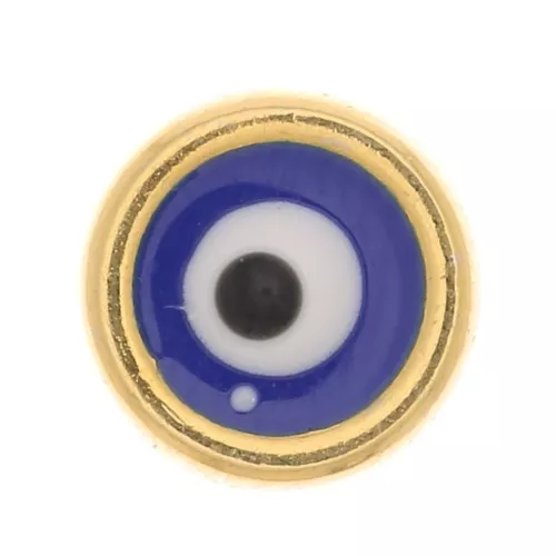 perle passante tonda 6 mm con occhio epossidico per lacci da 3 mm - Oro - Blu x1