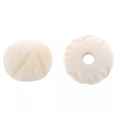 Perline rotonde incise in osso 12 mm - Naturale x6