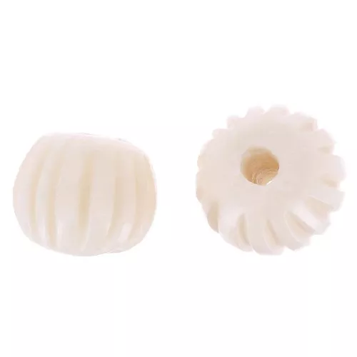 Perline rotonde incise in osso 13 mm - Naturale x4