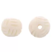 Perline rotonde incise in osso 13 mm - Naturale x4
