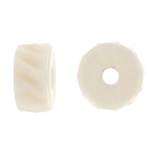 Rondelle di osso incise Heishi 11x6 mm - Naturale x6
