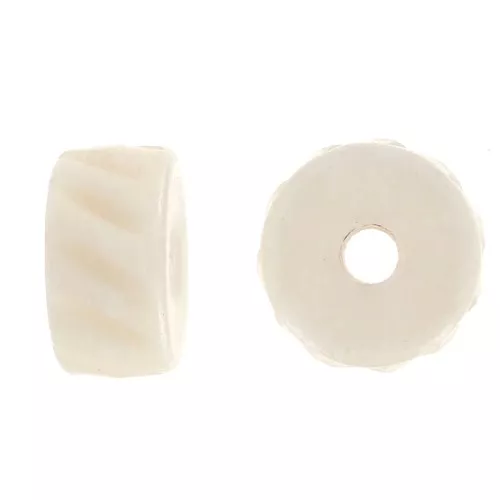 Rondelle di osso incise Heishi 11x6 mm - Naturale x6