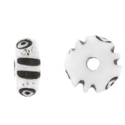 Rondelle in osso incise Heishi 8x4 mm - Naturale - Marrone scuro x10