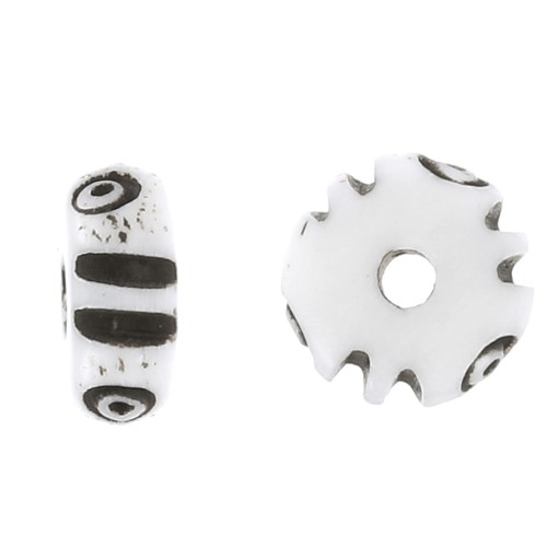 Rondelle in osso incise Heishi 8x4 mm - Naturale - Marrone scuro x10