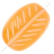 Perle di oliva incise con motivo di foglie in resina 29x19 mm - Arancione x5