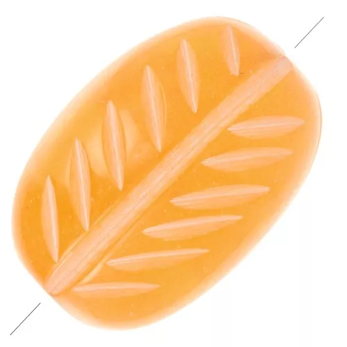 Perle di oliva incise con motivo di foglie in resina 29x19 mm - Arancione x5